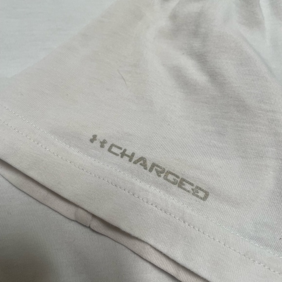 Under Armour Charged T-Shirt White Loose Fit Size Large Heat Gear Retro Vintage - Picture 5 of 5